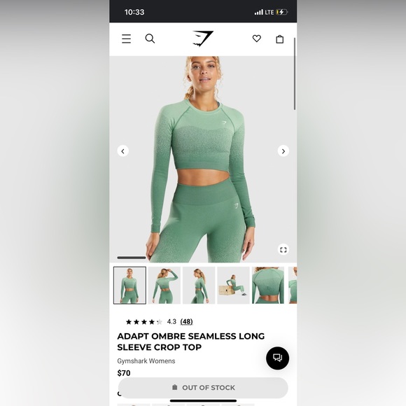 Gymshark Tops - Gymshark Adapt Ombré Seamless Long Sleeve Crop Top Women’s - Size M
